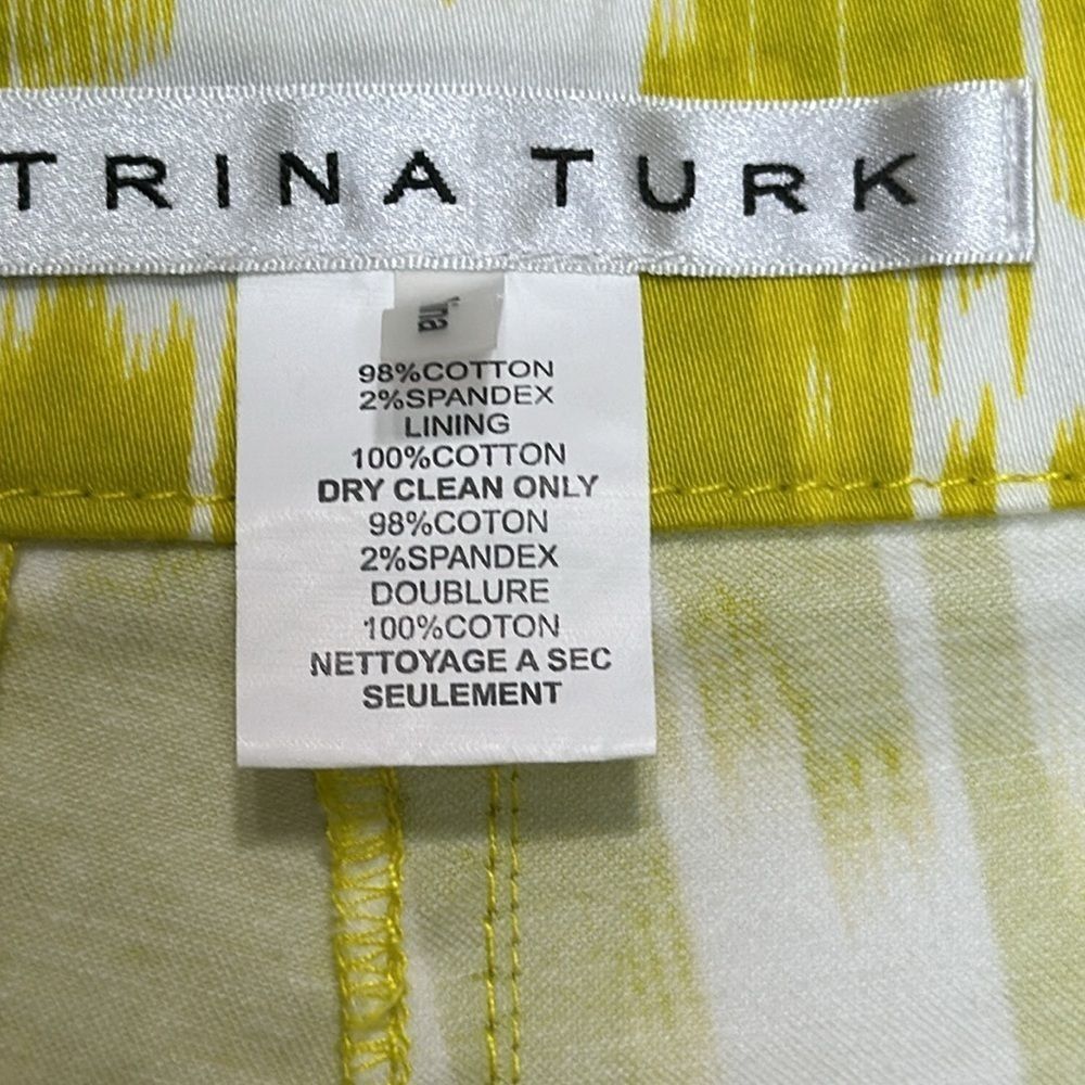 Trina Turk Resort Shorts Yellow White Ikat Abstract Size 4 Coastal Resort - Picture 7 of 10